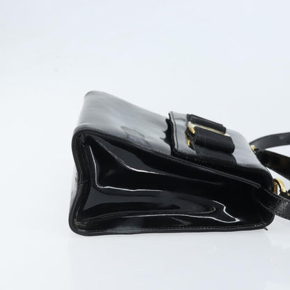 Salvatore Ferragamo Salvatore Ferragamo Vala Hand Bag Patent leather 2way Black Gold Authentic LNZ738