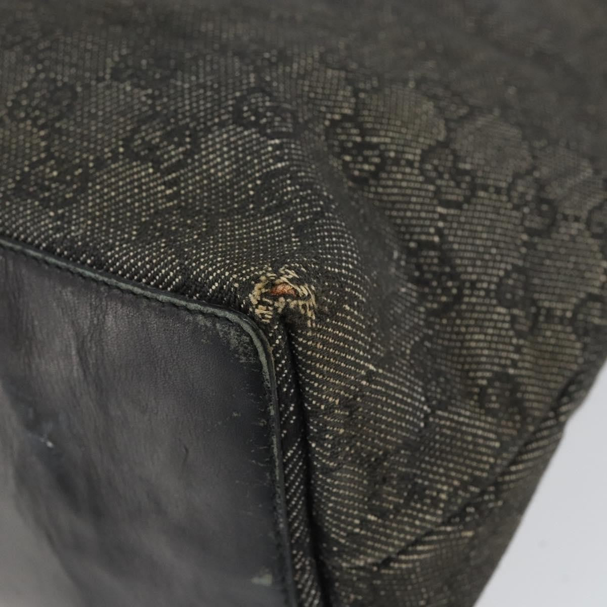 Gucci GUCCI GG Canvas Tote Bag Black Silver 36173 1705 Authentic 154445