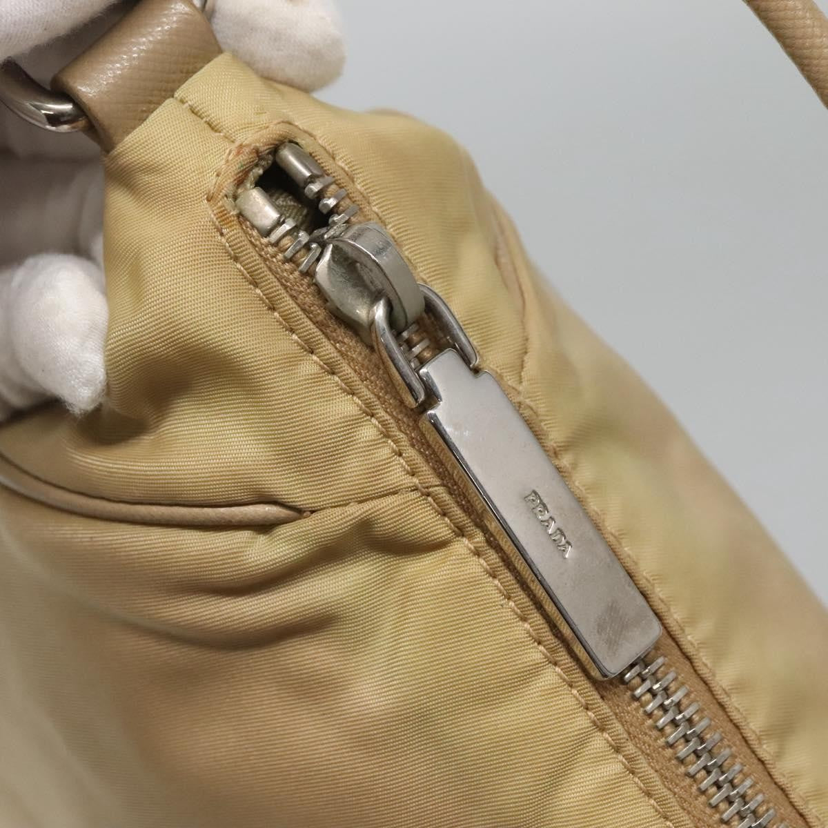 Prada PRADA Shoulder Bag Nylon Beige Silver Authentic 120952