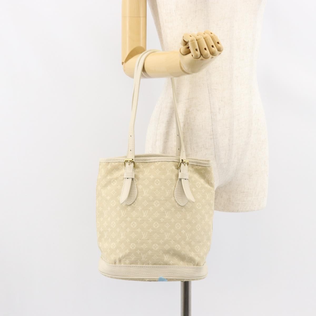Louis Vuitton LOUIS VUITTON Monogram Mini Lin Bucket PM Shoulder Bag Dunne M95316 Authentic 153514