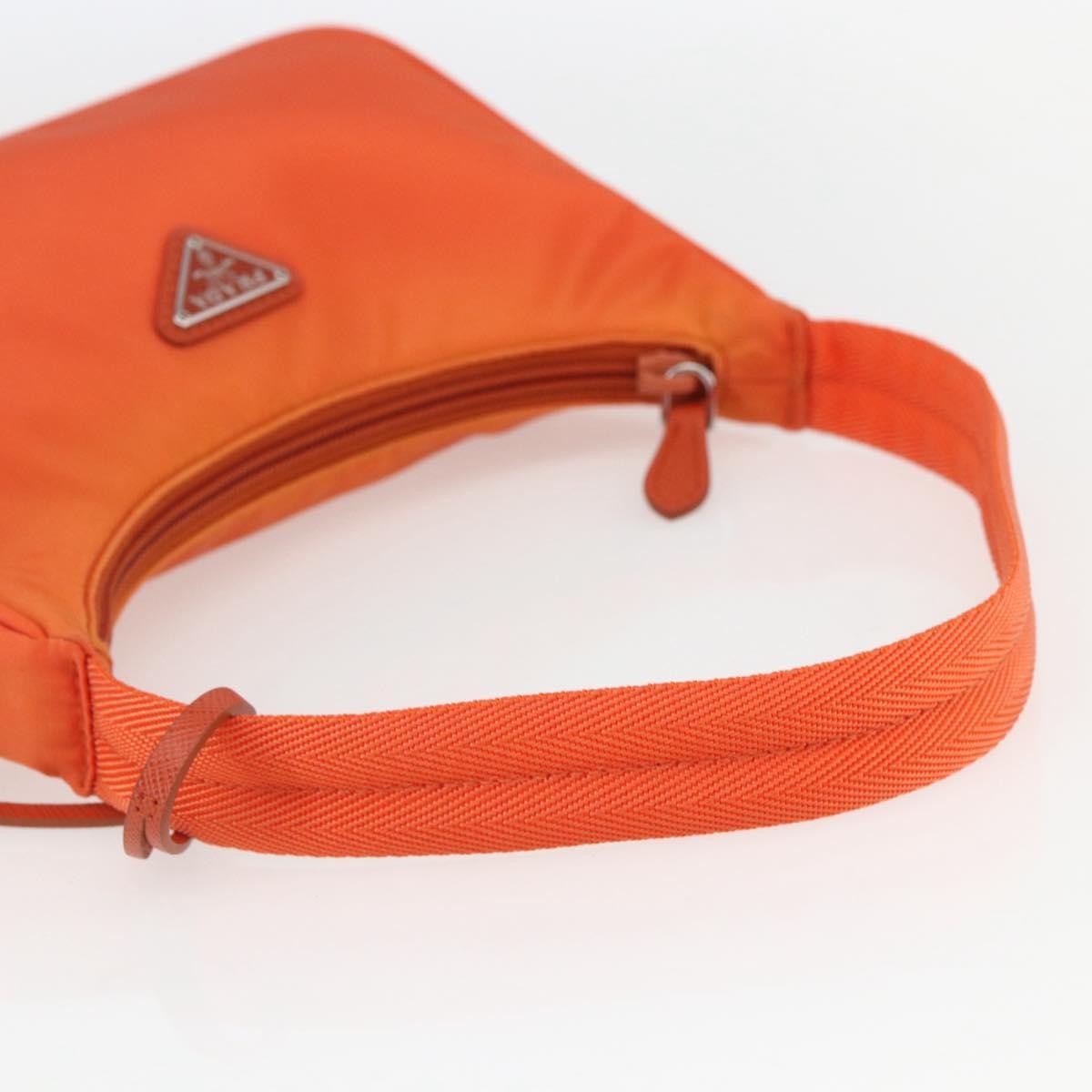 Prada PRADA Accessory Pouch Nylon Orange Silver Authentic 158663V Bag