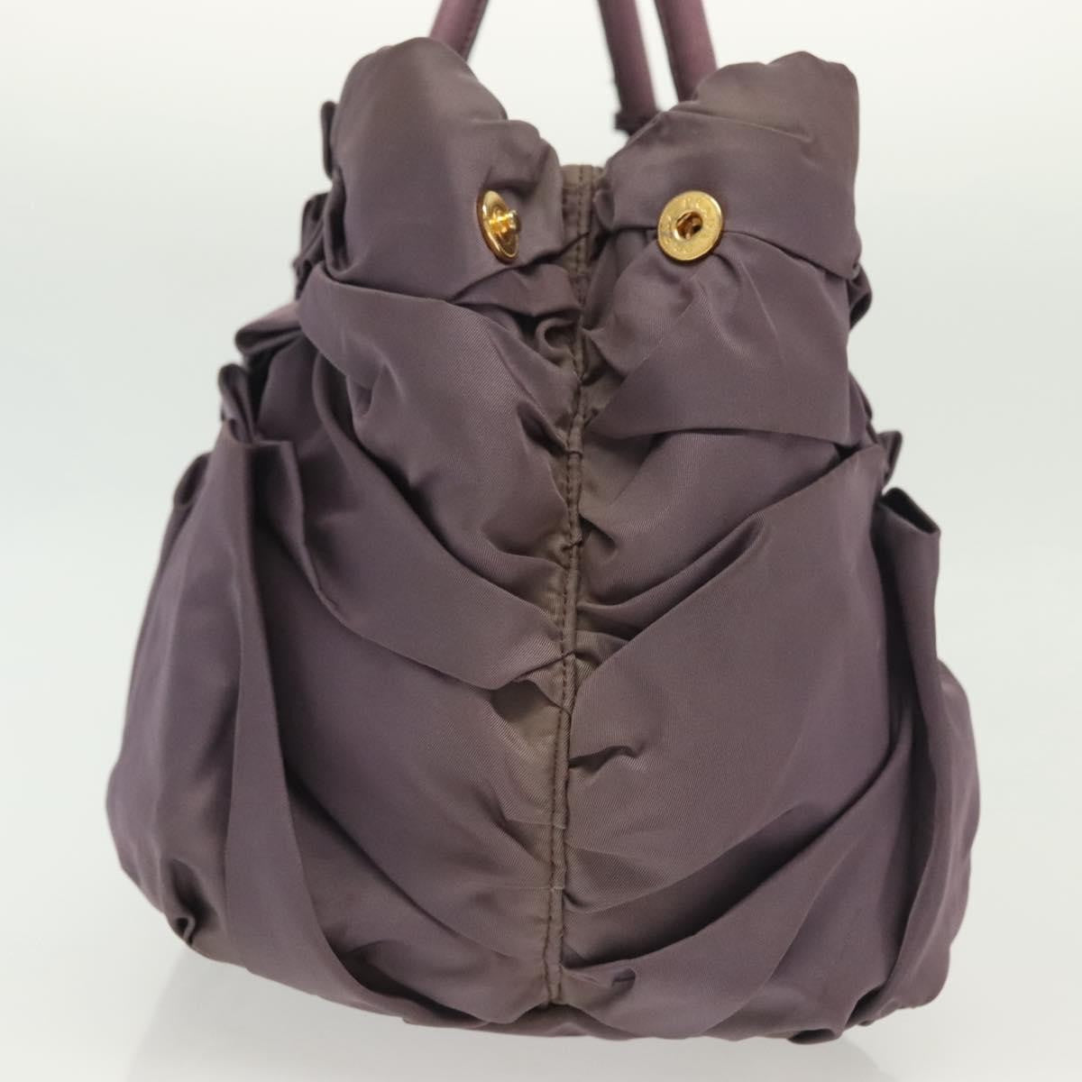 Prada PRADA Hand Bag Nylon Purple Gold Authentic 137586