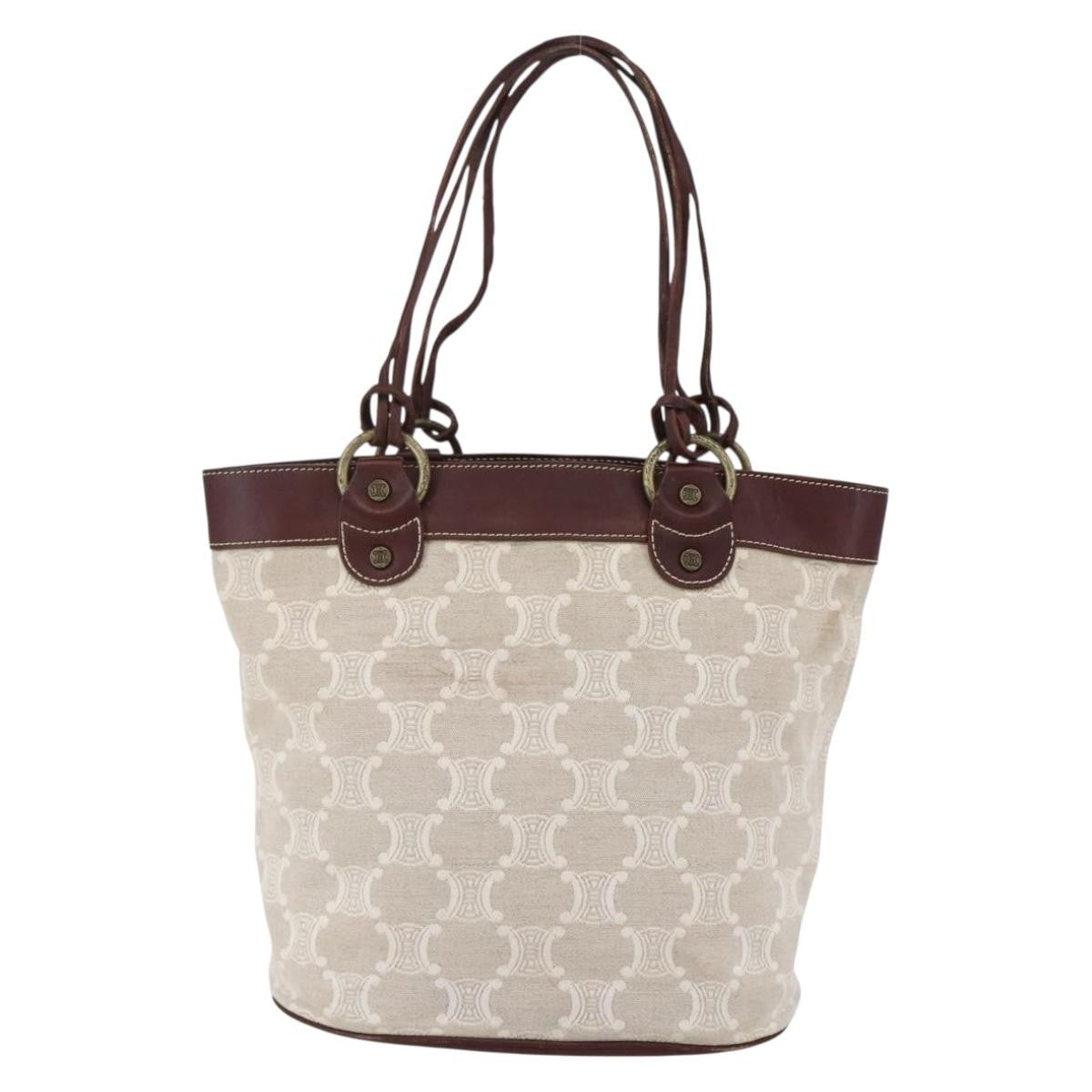 Celine CELINE Macadam Canvas Tote Bag Beige Authentic bs30631