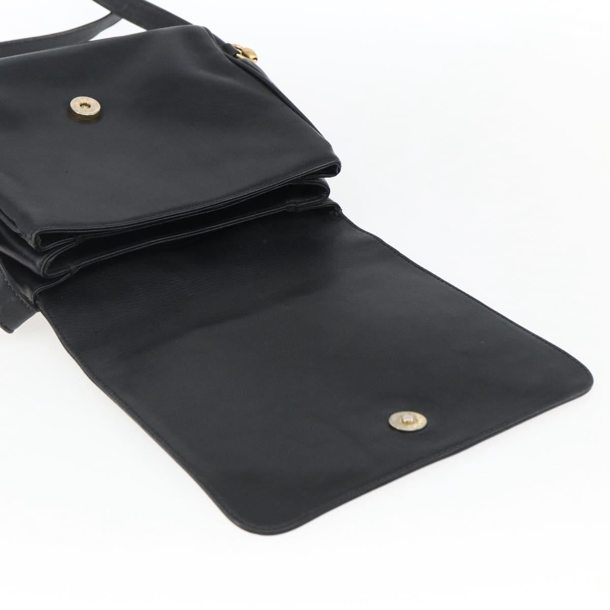 Gucci GUCCI Shoulder Bag Leather Black Silver 001 2214 Authentic ep13226