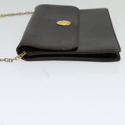 Celine CELINE Chain Shoulder Bag Leather Brown Gold Authentic BA2445