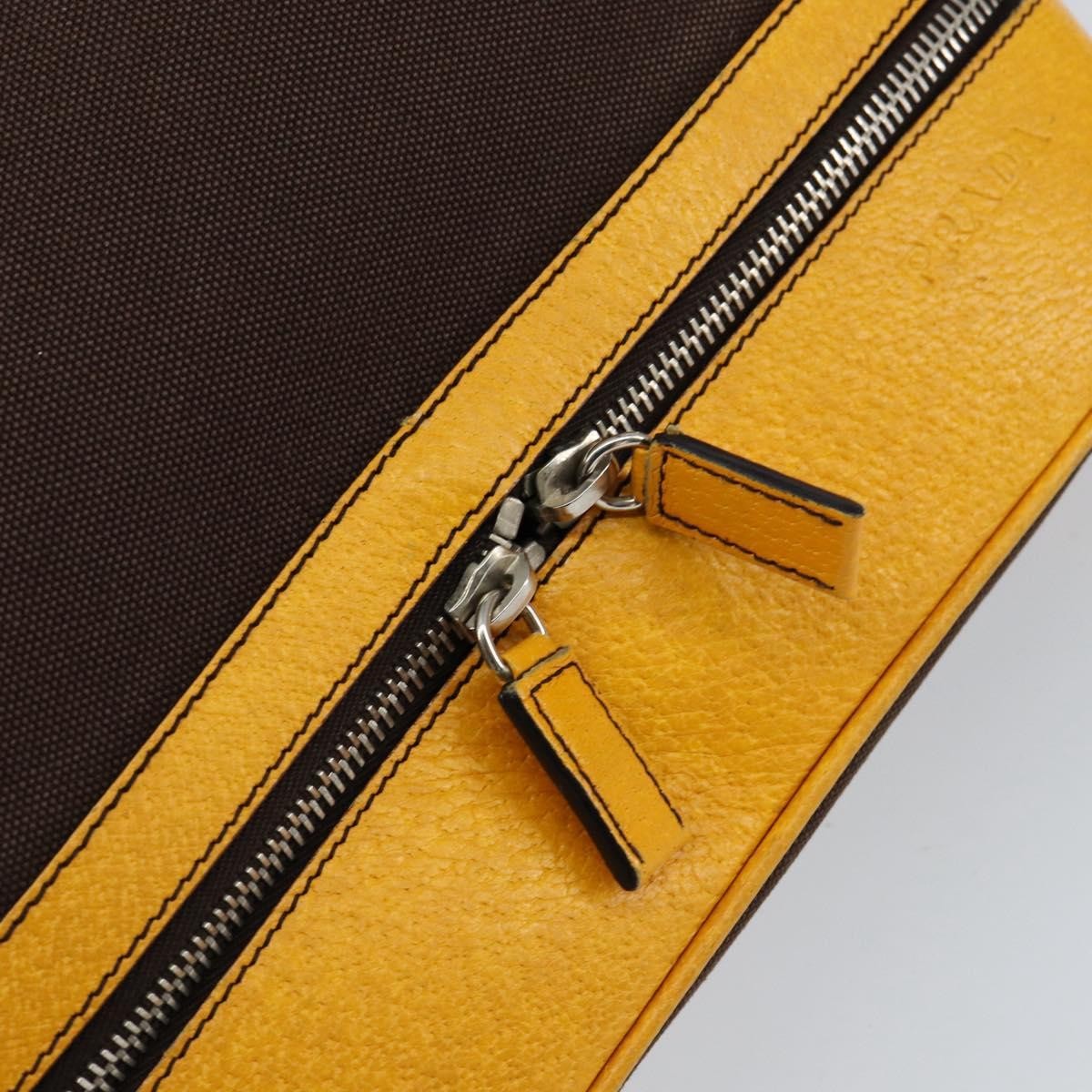 Prada PRADA Hand Bag Canvas Yellow Brown Authentic 154533