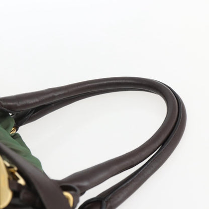 Prada PRADA Hand Bag Nylon 2way Khaki Gold Authentic 170942