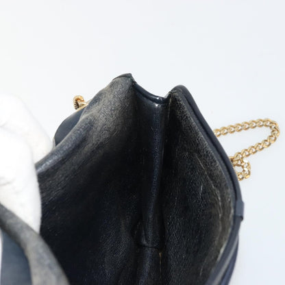 Dior Christian Dior Trotter Canvas Chain Shoulder Bag Navy Gold Authentic fm5340