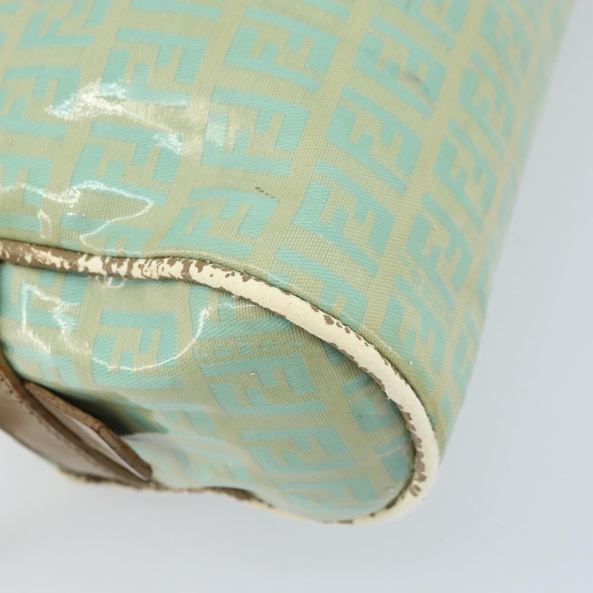Fendi FENDI Zucchino Canvas Hand Bag Coated Canvas Green Gold Authentic ARZ139