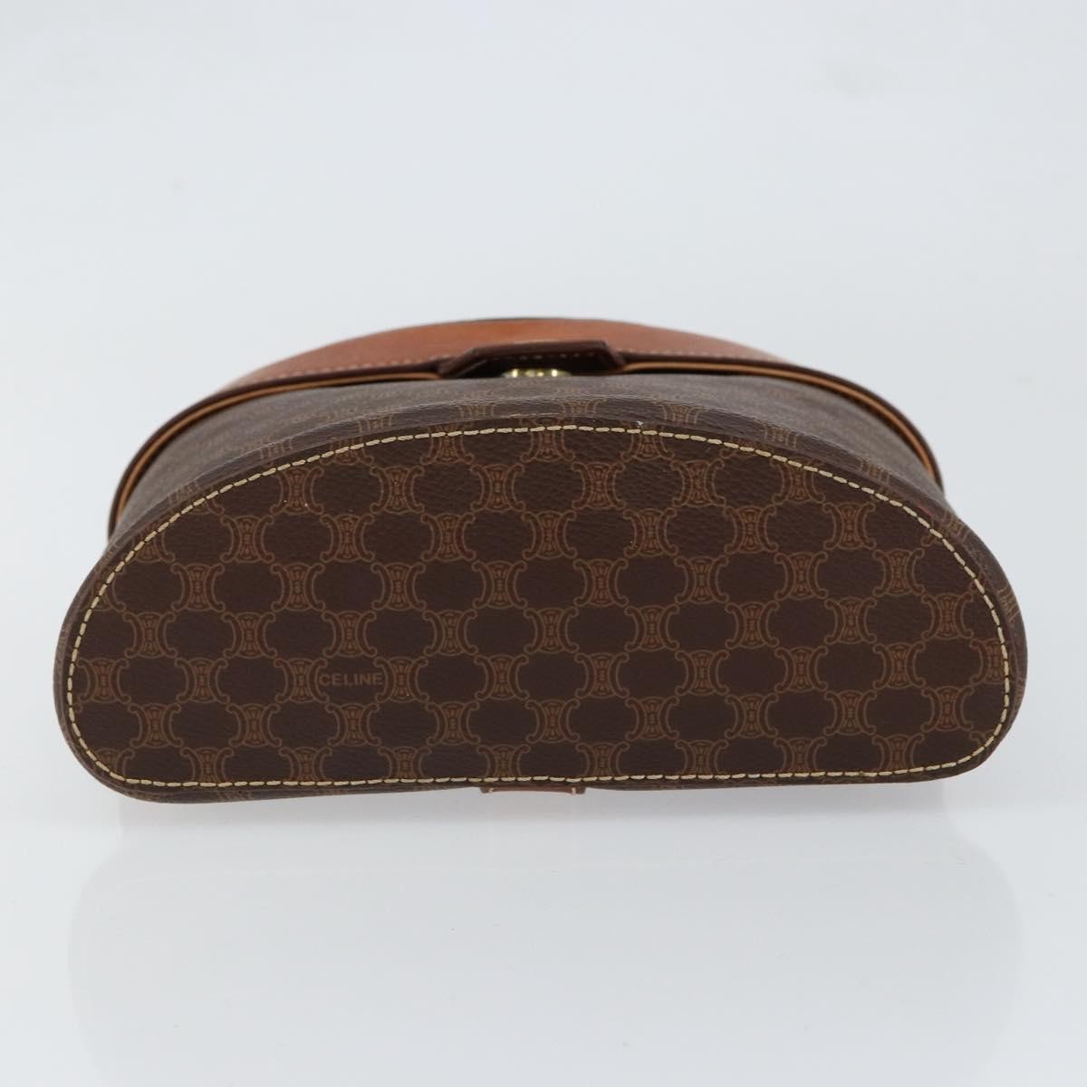 Celine CELINE Macadam Canvas Hand Bag PVC Leather Brown Gold Authentic 153900