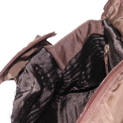 Prada PRADA Hand Bag Nylon Brown Gold Authentic 148292