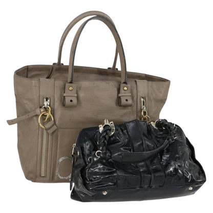 Chloé Chloé Chloe Tote Bag Leather 2 Set Black Beige Authentic bs31501