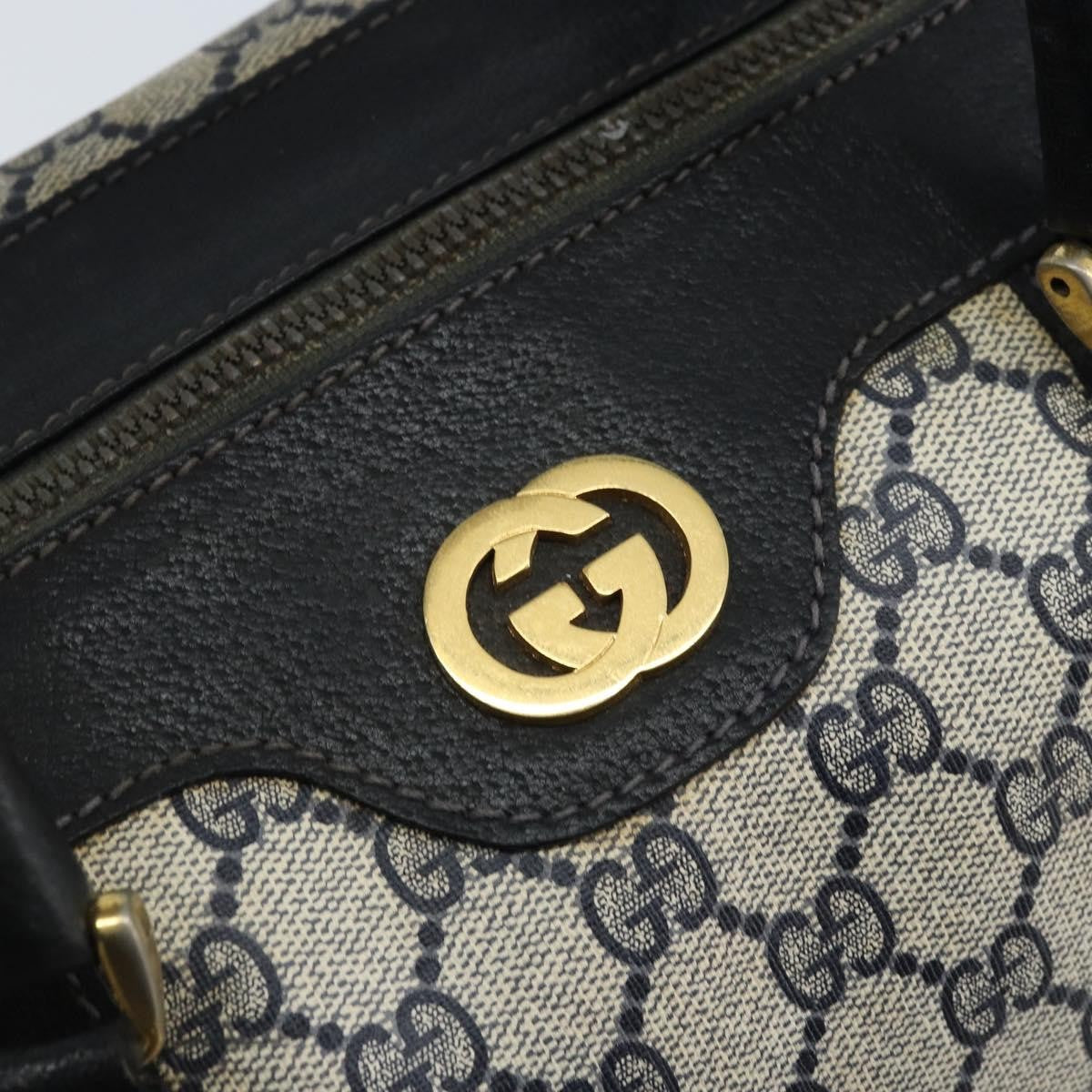 Gucci GUCCI GG Supreme Hand Bag PVC Navy Gold Authentic YKZ165