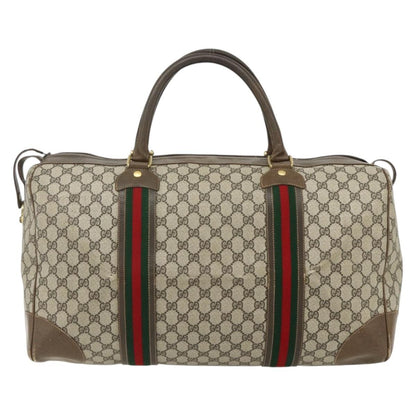Gucci GUCCI GG Supreme Web Sherry Line Bag PVC Beige Gold 001 25 424 Authentic mr1686