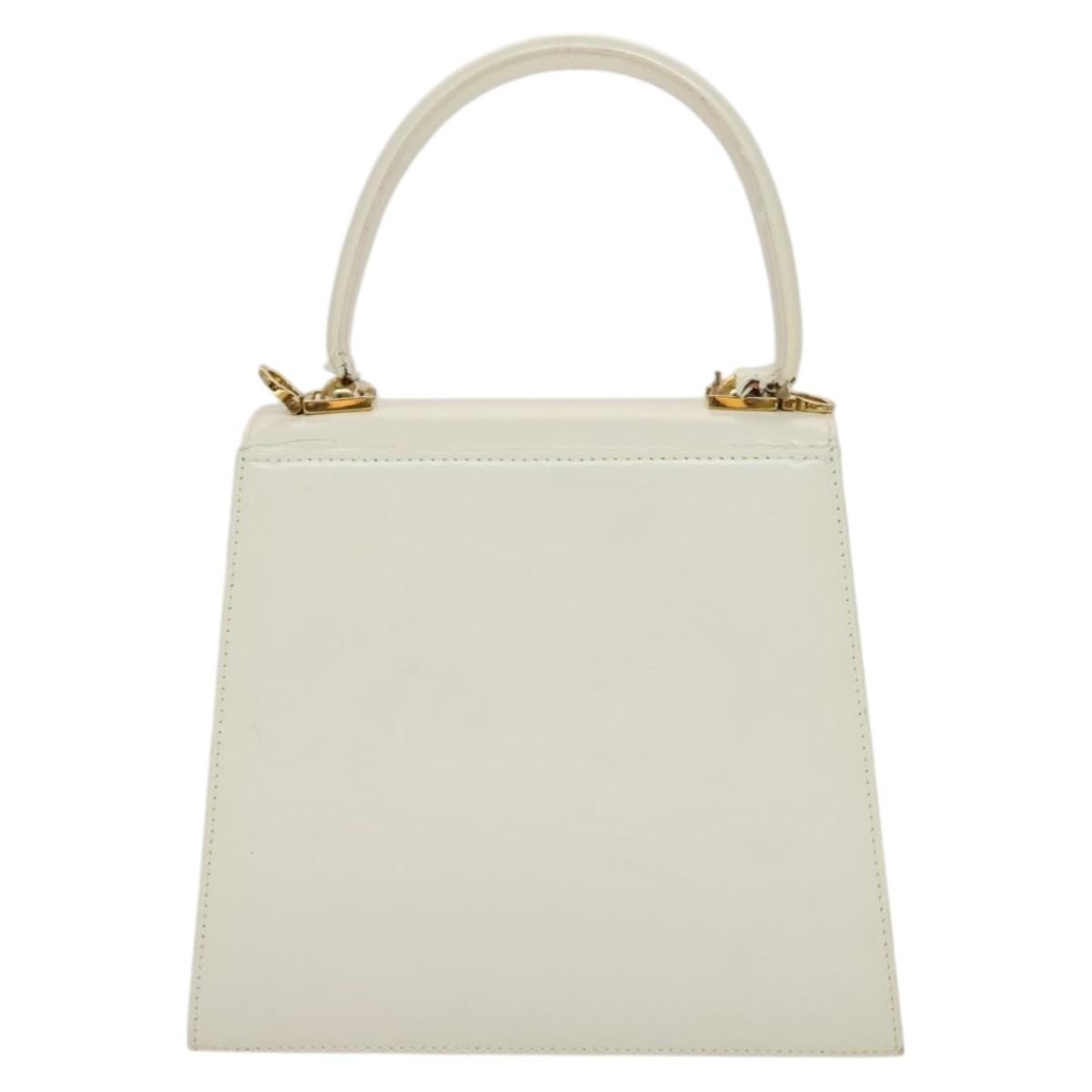 Salvatore Ferragamo Salvatore Ferragamo Gancini Hand Bag Leather 2way White Gold Authentic 134575