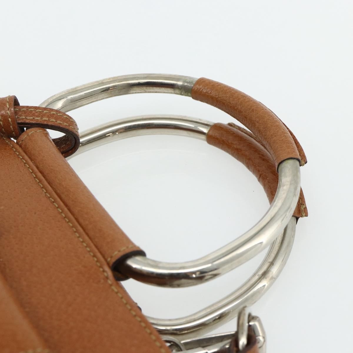 Gucci GUCCI Hand Bag Leather 2way Brown Silver 000 2058 0308 5 Authentic 177030