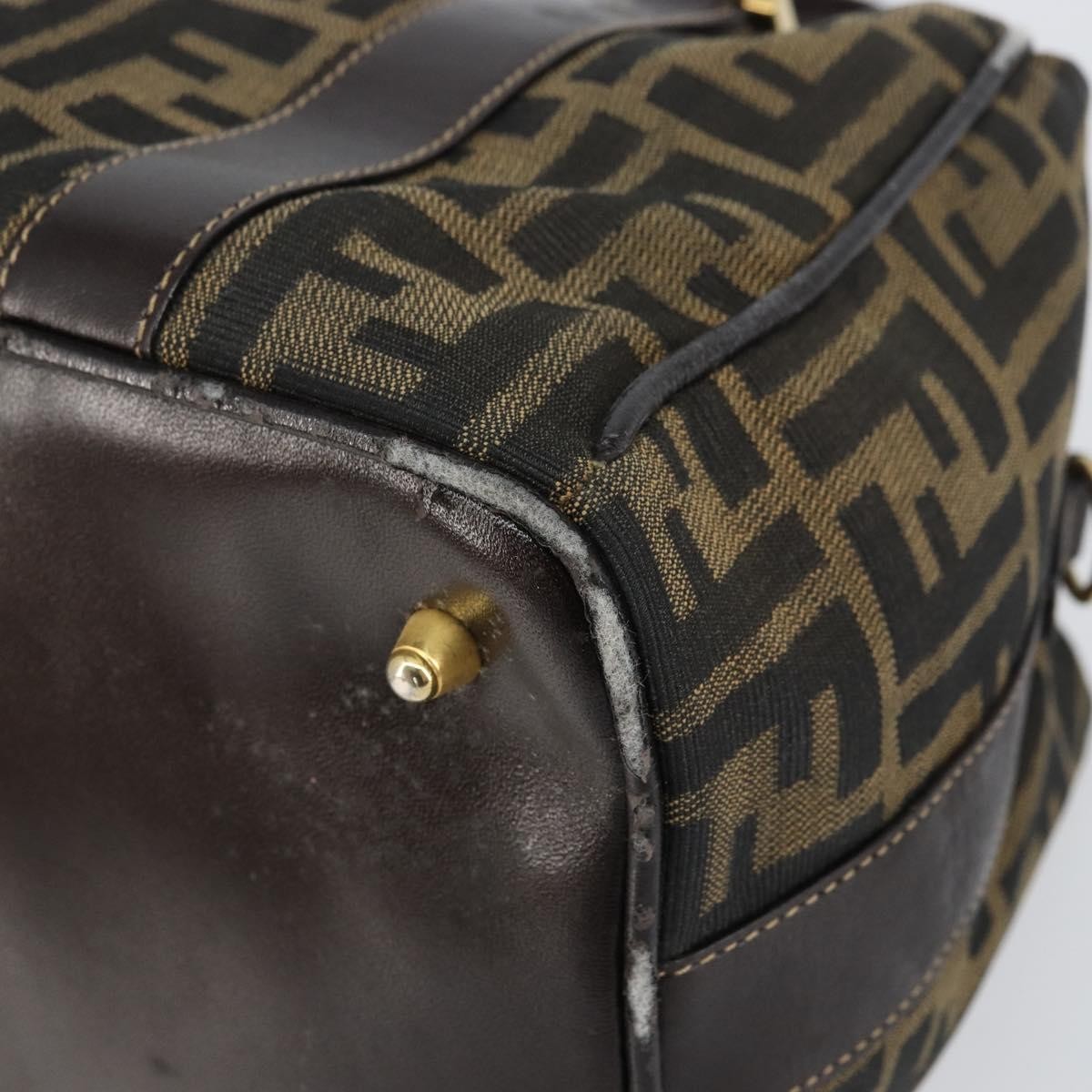 Fendi FENDI Zucca Canvas Hand Bag Black Brown gold Authentic 155701