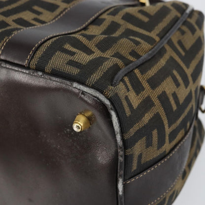 Fendi FENDI Zucca Canvas Hand Bag Black Brown gold Authentic 155701