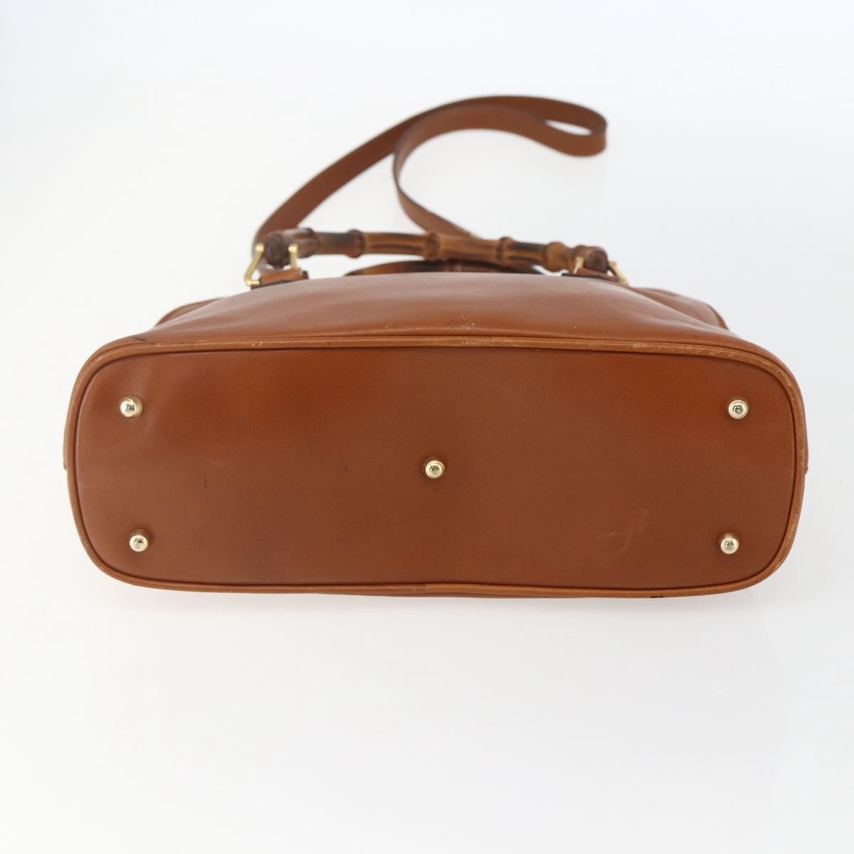Gucci GUCCI Bamboo Hand Bag Leather 2way Brown Gold 000 1274 0290 Authentic 155221
