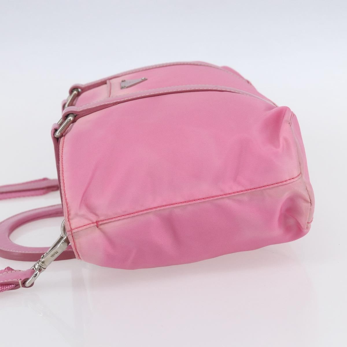Prada PRADA Hand Bag Nylon 2way Pink Silver Authentic 153314