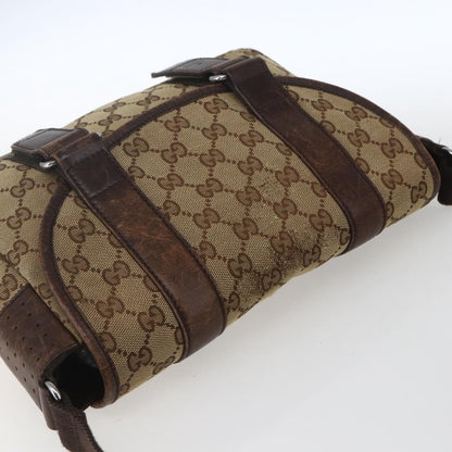 Gucci GUCCI GG Canvas Web Sherry Line Shoulder Bag Red Silver beige 145858 Authentic 166768