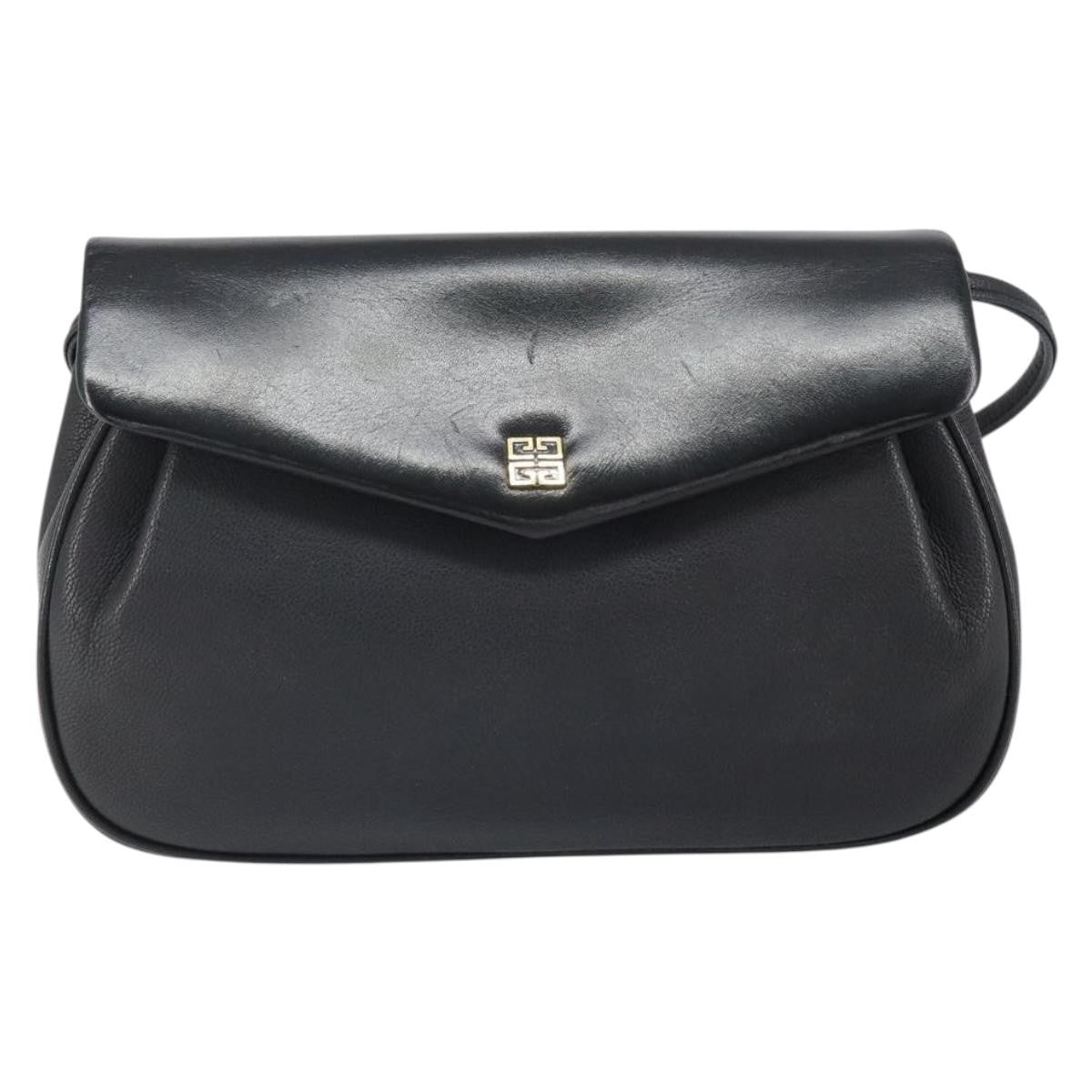 Givenchy GIVENCHY Shoulder Bag Leather Black Gold Authentic bs32977