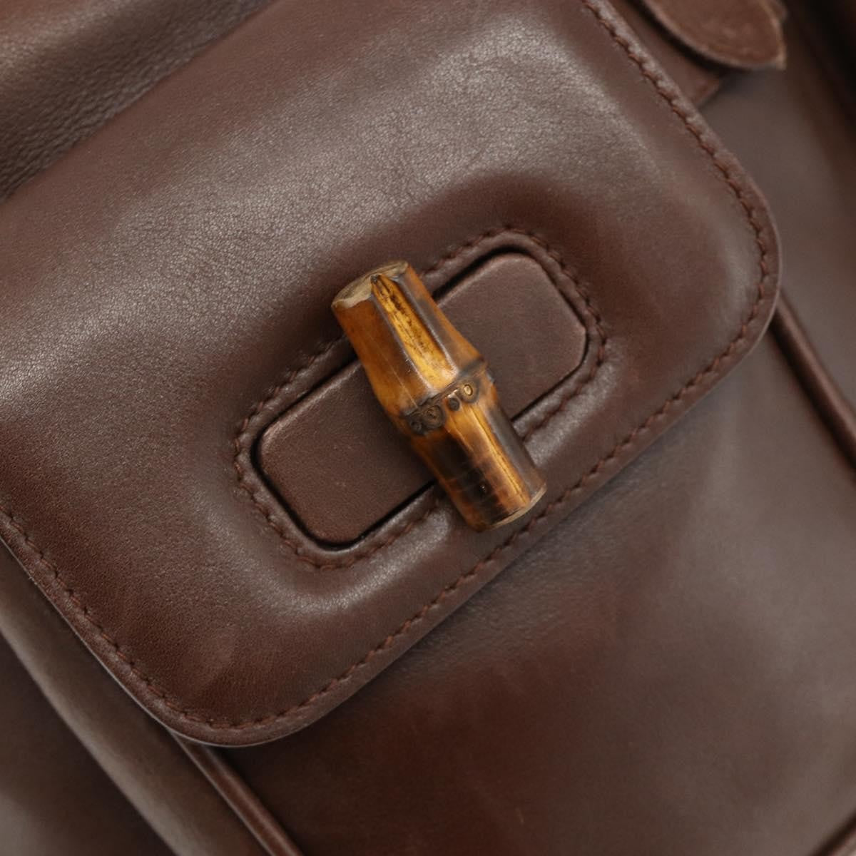 Gucci GUCCI Bamboo Backpack Leather Brown Gold 003 58 0016 Authentic 178057 Bag