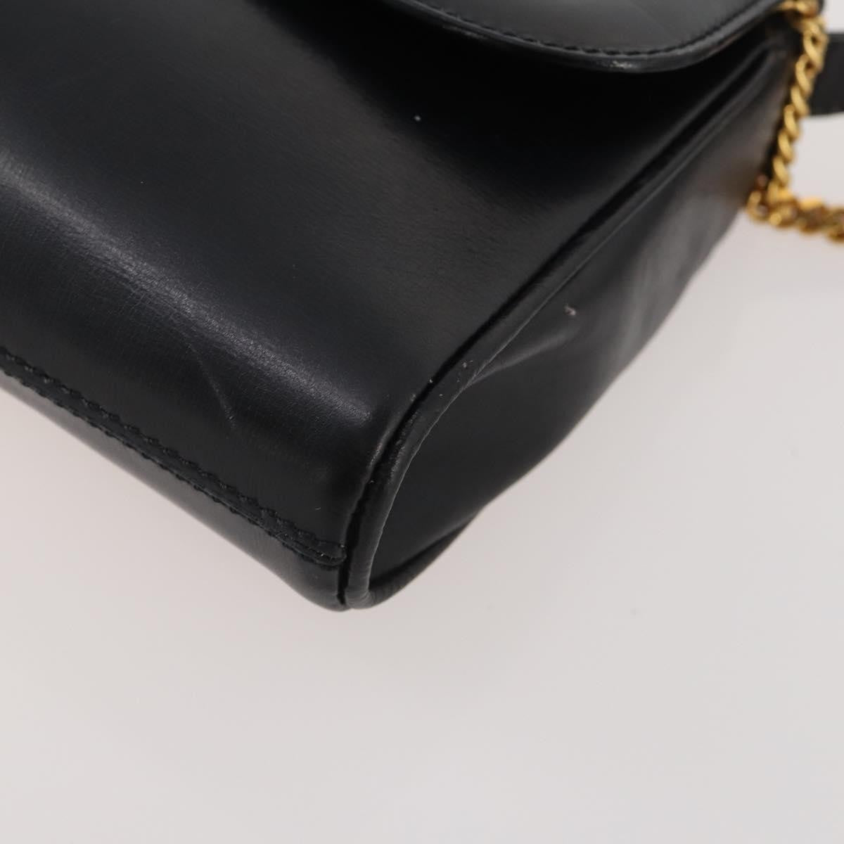 Celine CELINE Chain Shoulder Bag Leather Black Gold Authentic BAZ281