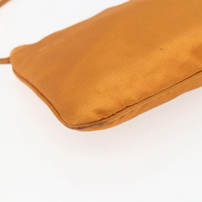 Prada PRADA Accessory Pouch Satin Orange Gold Authentic 161612 Bag