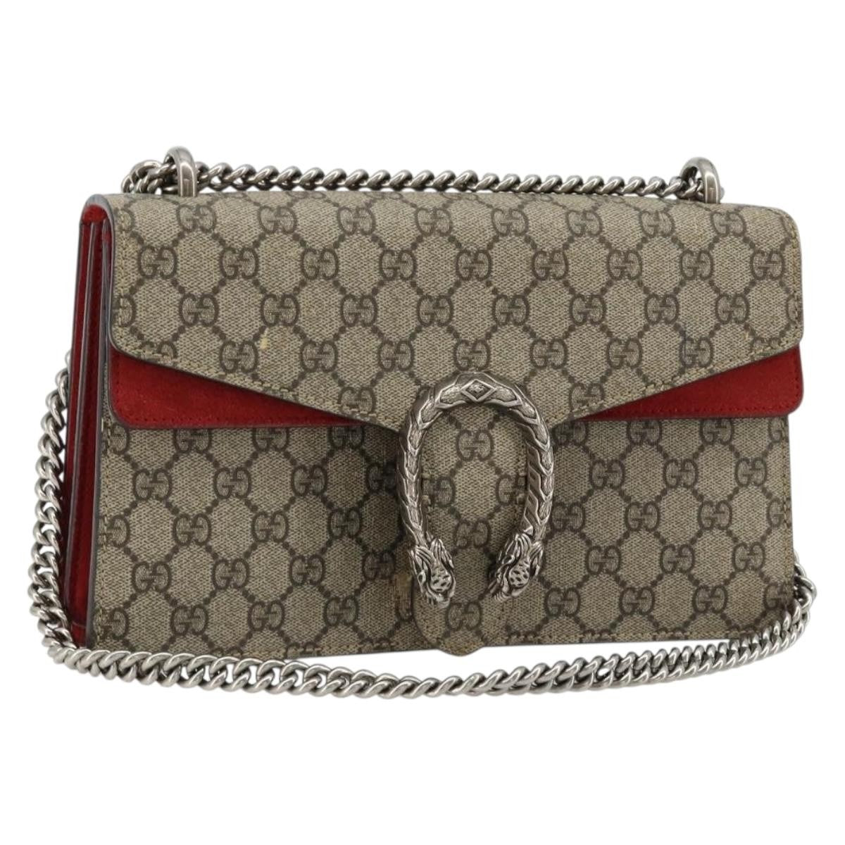 Gucci GUCCI GG Supreme Dionysus Chain Shoulder Bag PVC Beige Silver 400249 Authentic 165253
