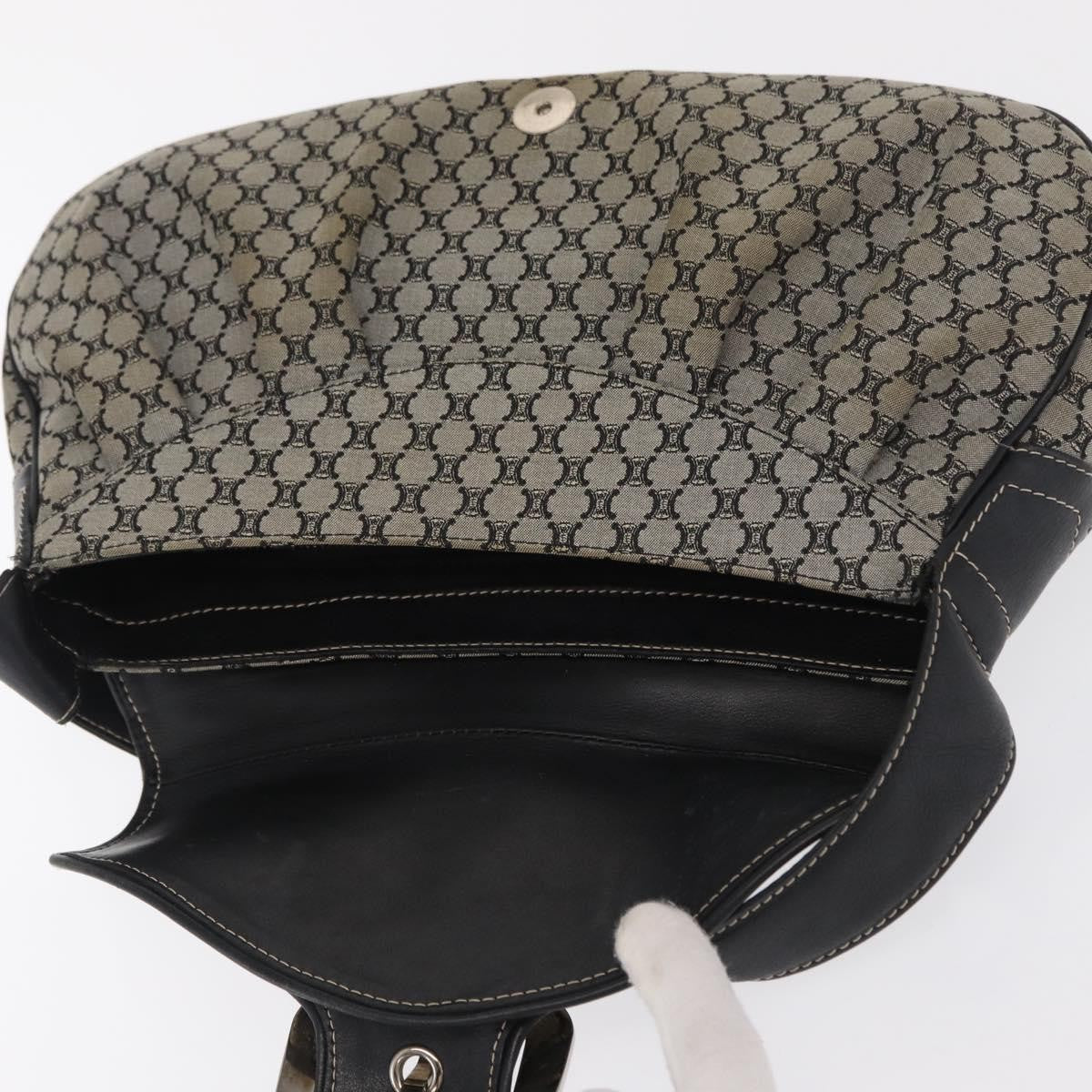 Celine CELINE Macadam Canvas Hand Bag Beige Silver Authentic ep13183