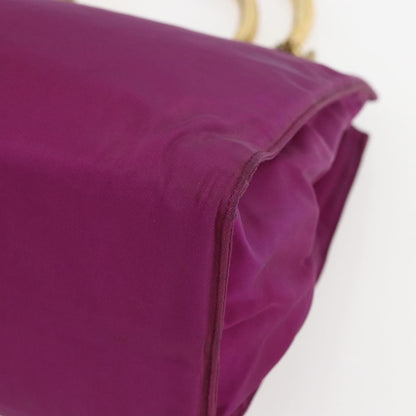 Prada PRADA Hand Bag Nylon Metal Purple Gold Authentic 155416