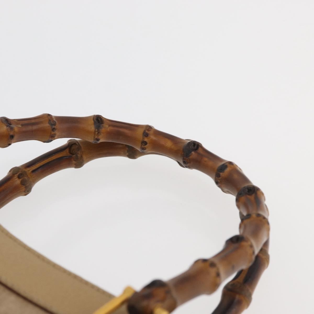 Gucci GUCCI Bamboo Hand Bag Suede Beige Gold 002.0260 Authentic ep14510