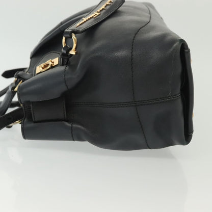 Salvatore Ferragamo Salvatore Ferragamo Gancini Hand Bag Leather 2way Navy Gold Authentic 141427