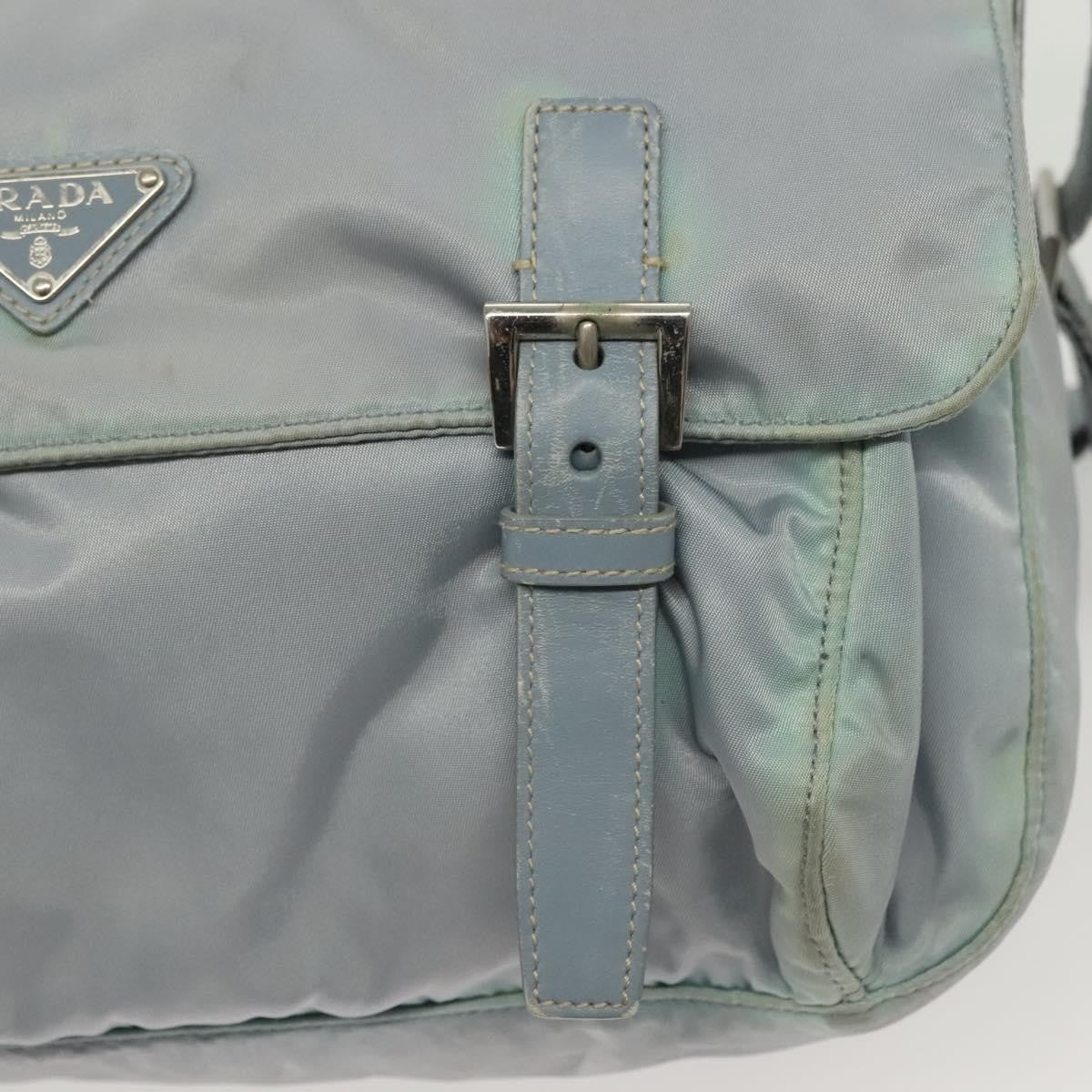 Prada PRADA Shoulder Bag Nylon Light Blue Silver Authentic ki5926