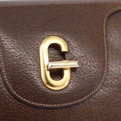 Gucci GUCCI Shoulder Bag Leather Brown Gold Authentic BAZ570