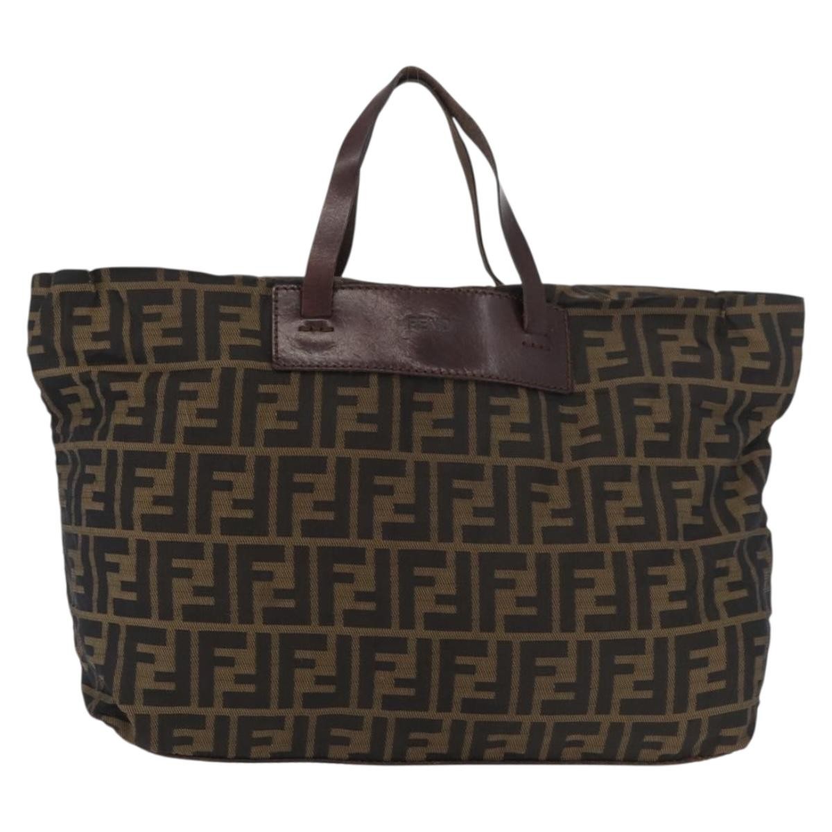 Fendi FENDI Zucca Canvas Tote Bag Brown Black Authentic 176601