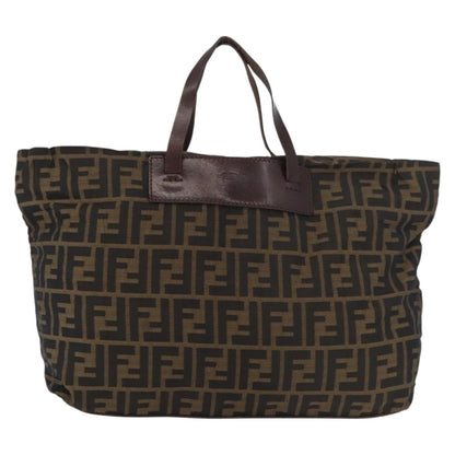 Fendi FENDI Zucca Canvas Tote Bag Brown Black Authentic 176601