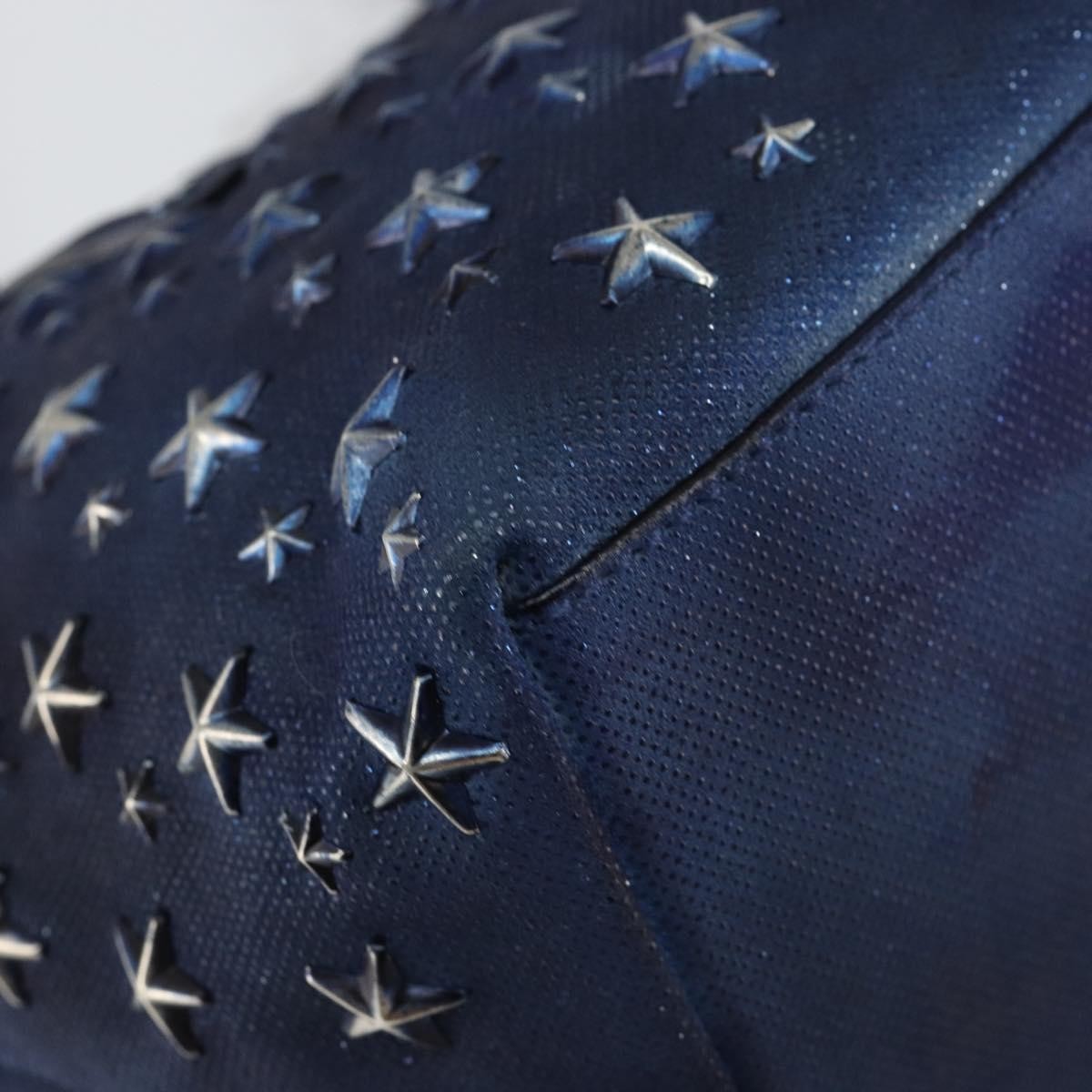 Jimmy Choo Jimmy Choo Studs Tote Bag Coated Canvas Blue Authentic sw1589