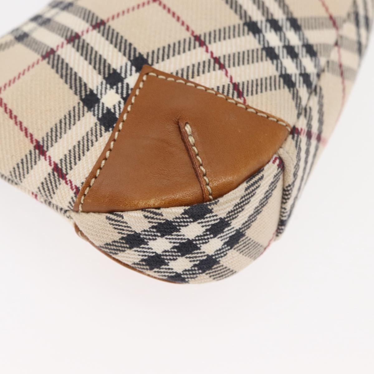 Burberry BURBERRY Nova Check Blue Label Shoulder Bag Canvas Beige Silver Authentic 179380A