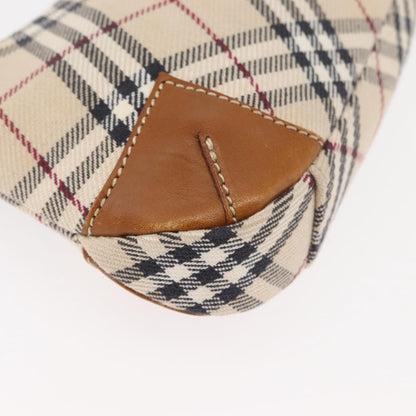Burberry BURBERRY Nova Check Blue Label Shoulder Bag Canvas Beige Silver Authentic 179380A