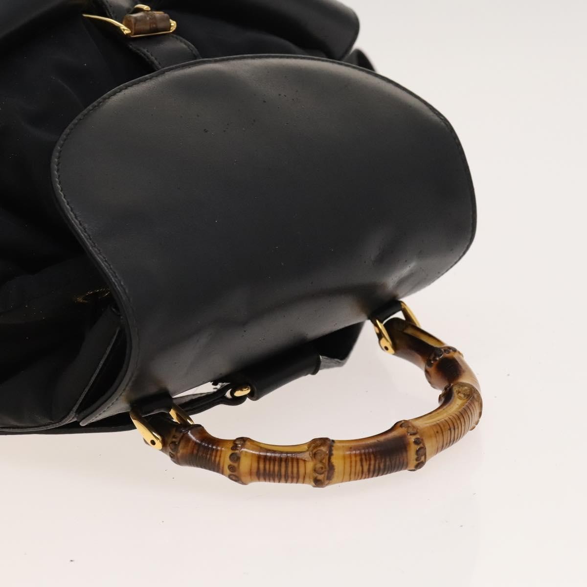 Gucci GUCCI Bamboo Backpack Leather Black Authentic th5812 Bag