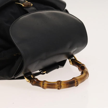 Gucci GUCCI Bamboo Backpack Leather Black Authentic th5812 Bag