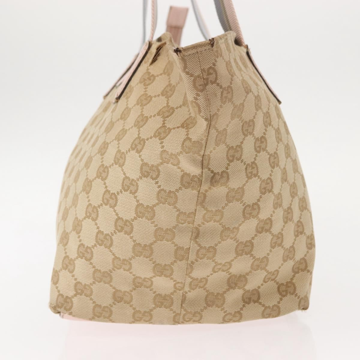 Gucci GUCCI GG Canvas Sherry Line Tote Bag Beige Pink 131230 Authentic 152017