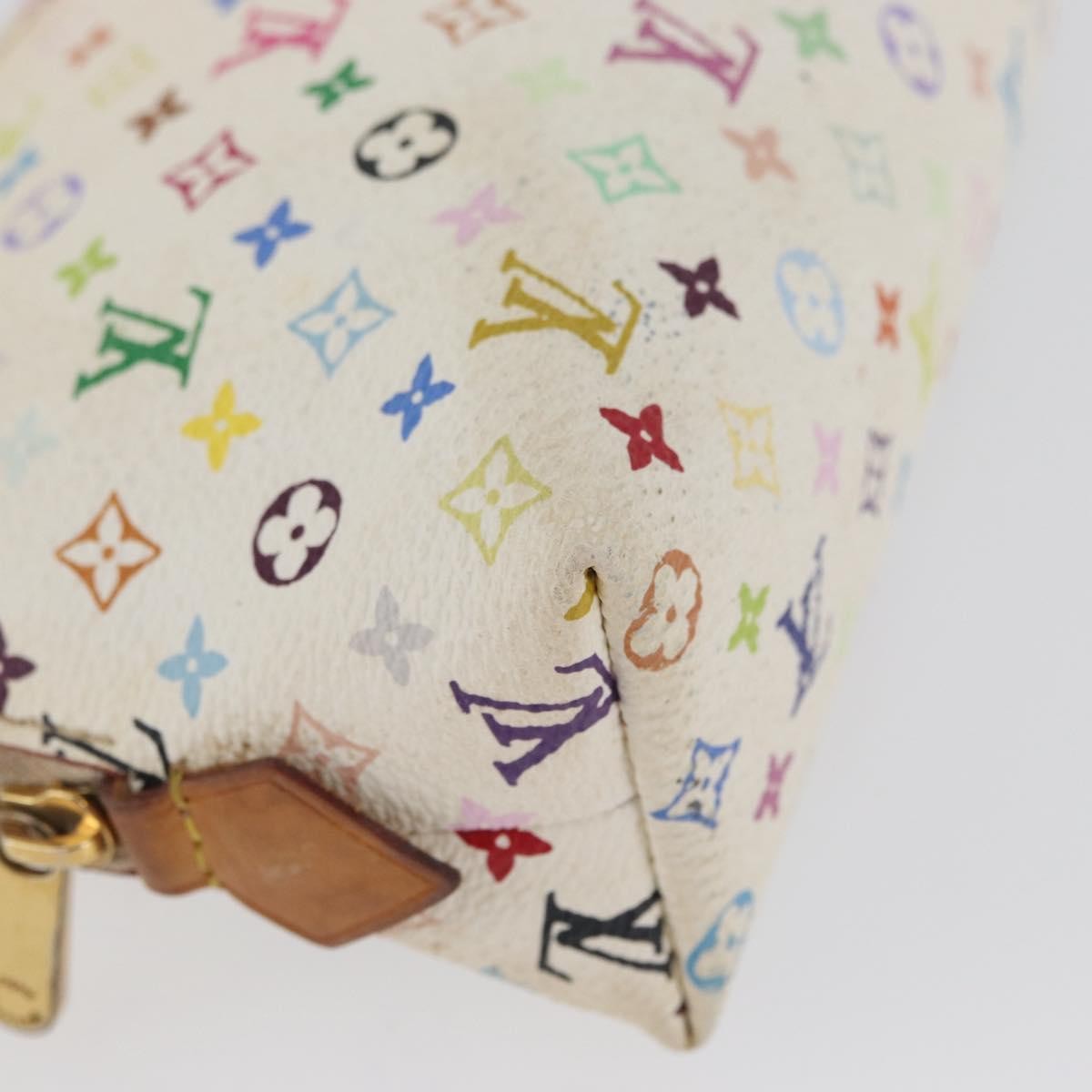 Louis Vuitton LOUIS VUITTON Multicolor Pochette Cosmetic PM Pouch White M47354 LV Authentic LNZ961 Bag