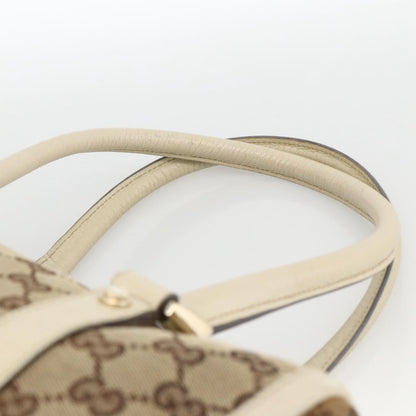 Gucci GUCCI GG Canvas Hand Bag Beige Gold 130942 Authentic BSZ194