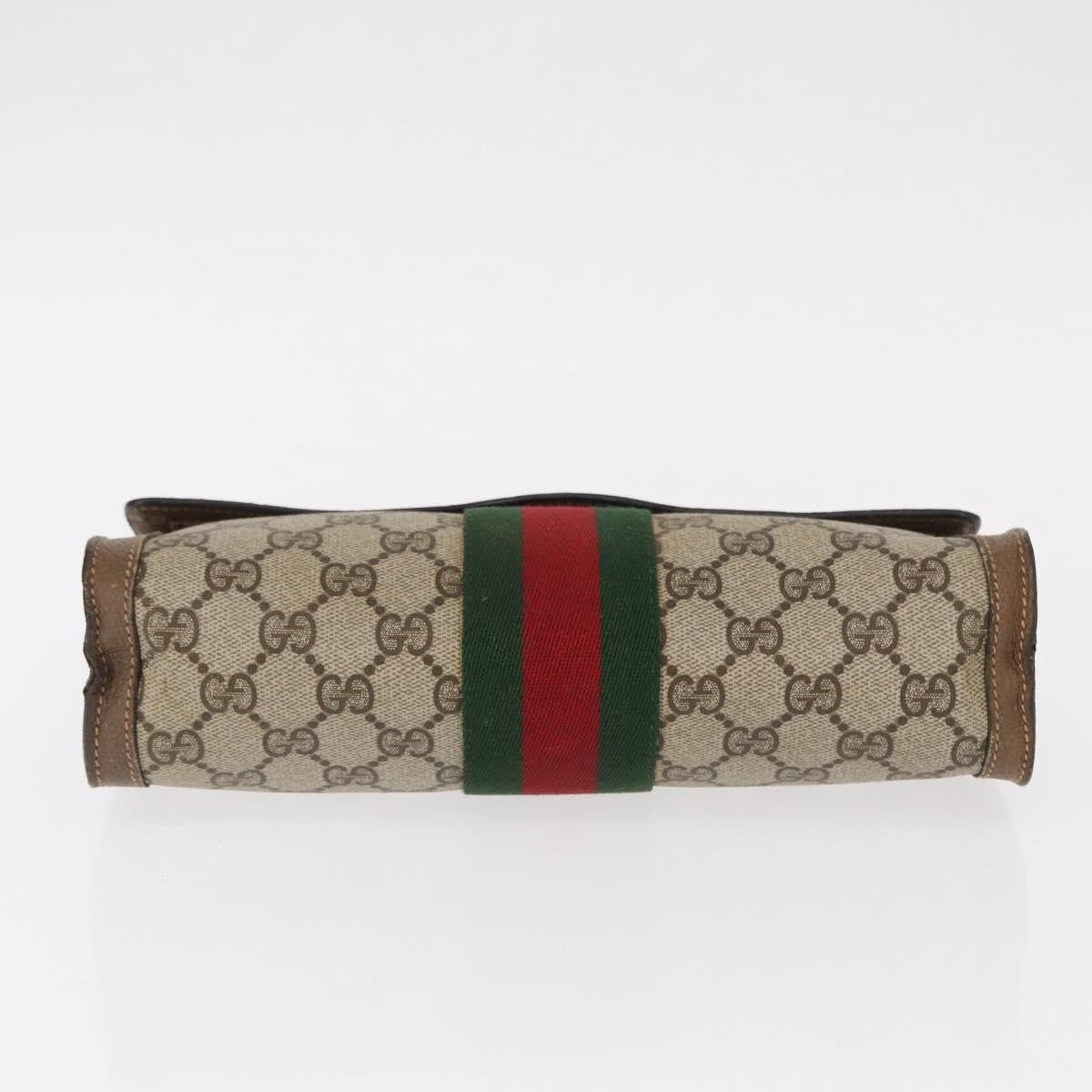 Gucci GUCCI GG Supreme Web Sherry Line Clutch Bag PVC Beige Gold 89 01 006 Authentic 155387
