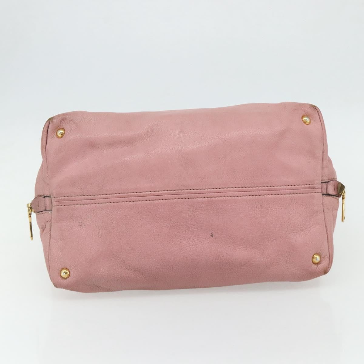 Miu Miu Miu Miu Hand Bag Leather Pink Gold Authentic 180081