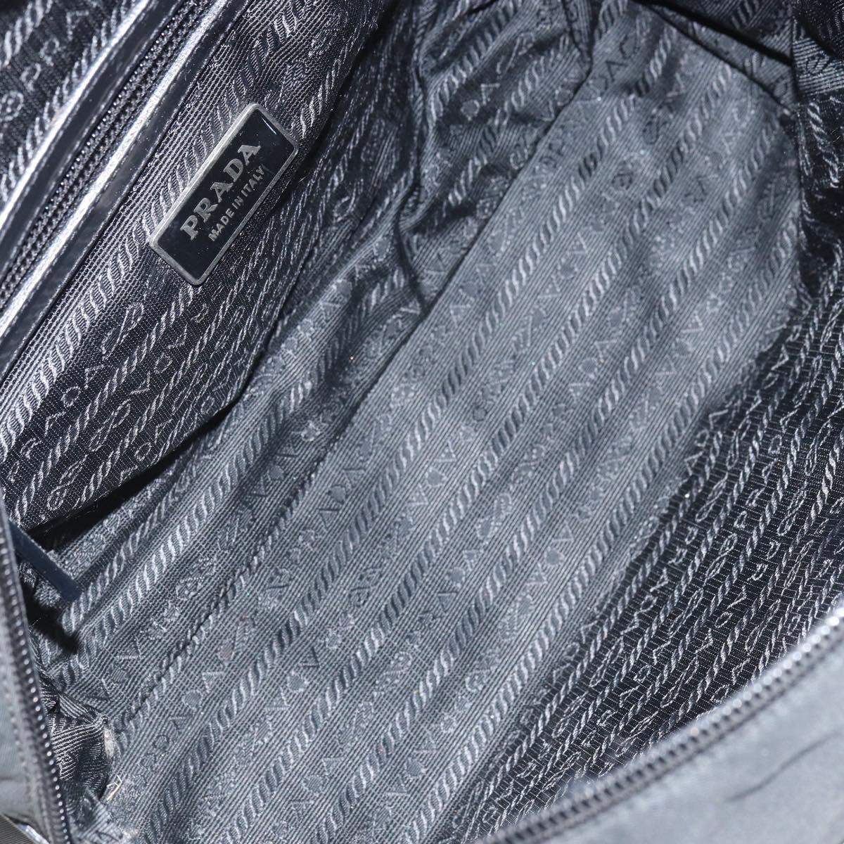 Prada PRADA Hand Bag Nylon Black Silver Authentic ka1246