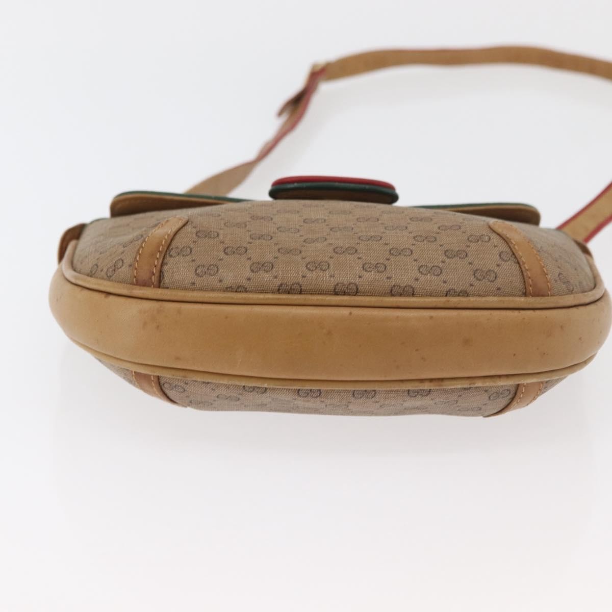 Gucci GUCCI Micro GG Supreme Shoulder Bag PVC Beige Gold Authentic 176833